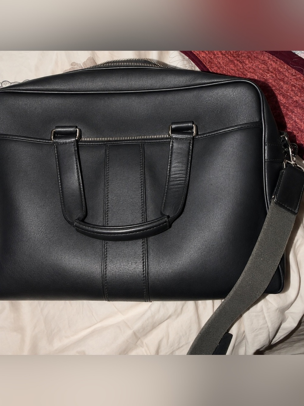 Coach Black Leather Men's  Hudson leather briefcase Embossed Creed